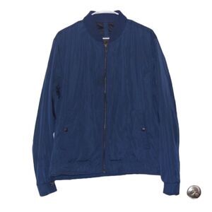 Massimo Dutti Blue Standard Fit Zip-Up Bomber Jacket Men's Size XL